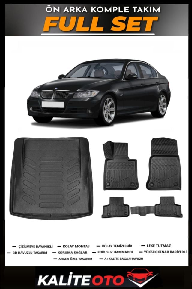 Bmw 3 Serisi E90 Bagaj Havuzu+4.5D Havuzlu Paspas Seti 2009 Model