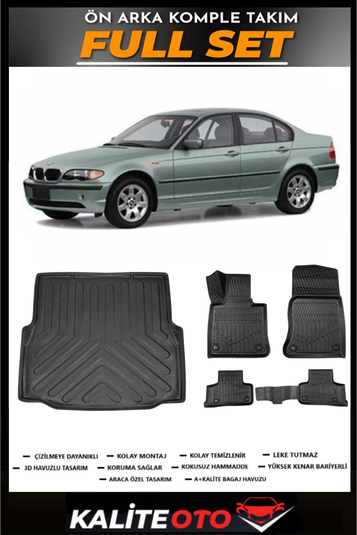Bmw 3 Serisi E46 Bagaj Havuzu+4.5D Havuzlu Paspas Seti 1997 Model