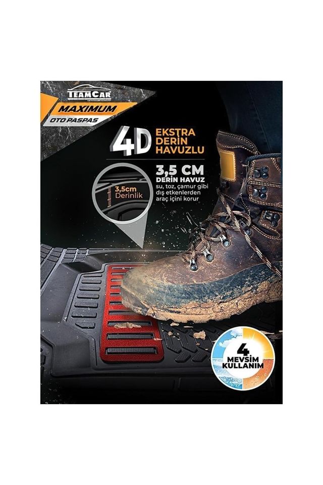 Opel Astra G Hb 1998-2004 3d Bagaj Havuzu+3d Maximum Siyah Havuzlu Paspas Kırmızı Kromajlı