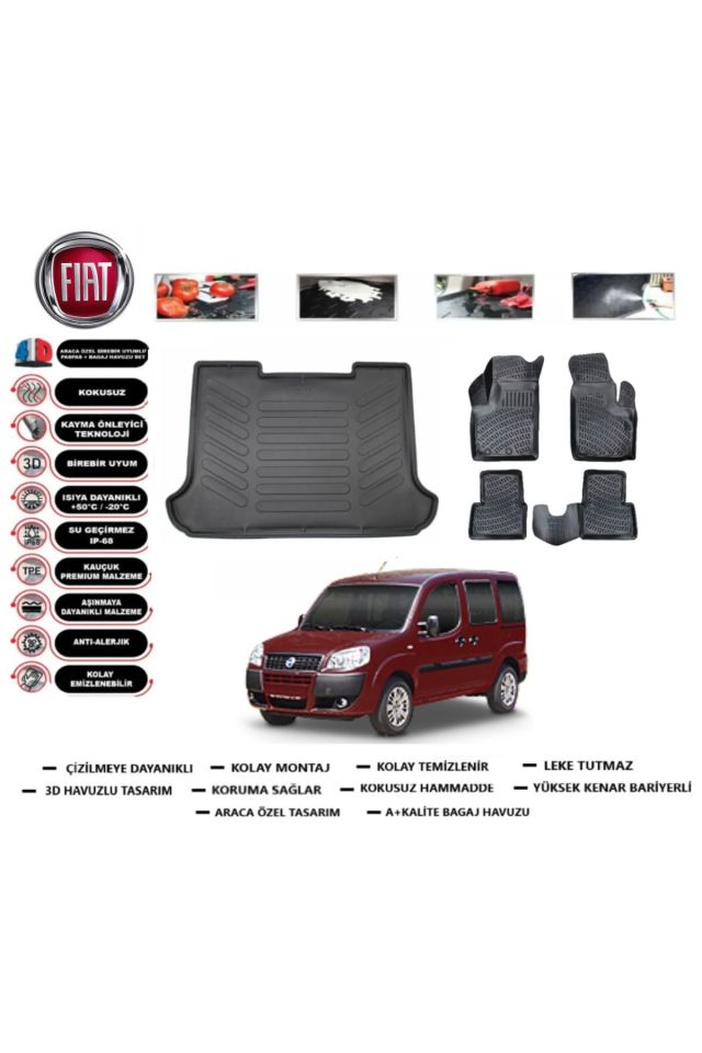 Fiat Doblo 2004 Model Bagaj Havuzu Araca Özel Paspas Takımı Prrox