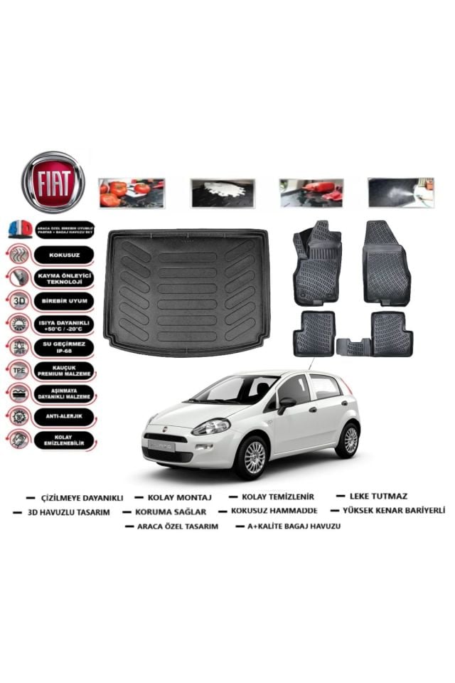 Fiat Punto 2011 Model Bagaj Havuzu Araca Özel Paspas Takımı Prrox