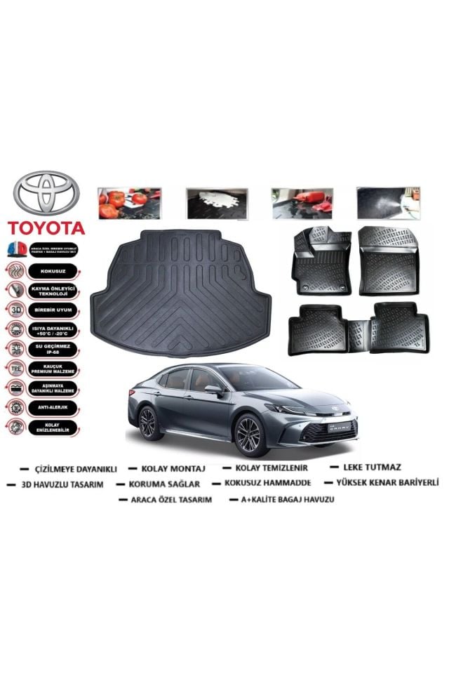 Toyota Camry 2023 Model Hybrit Bagaj Havuzu Araca Özel Paspas Takımı Prrox