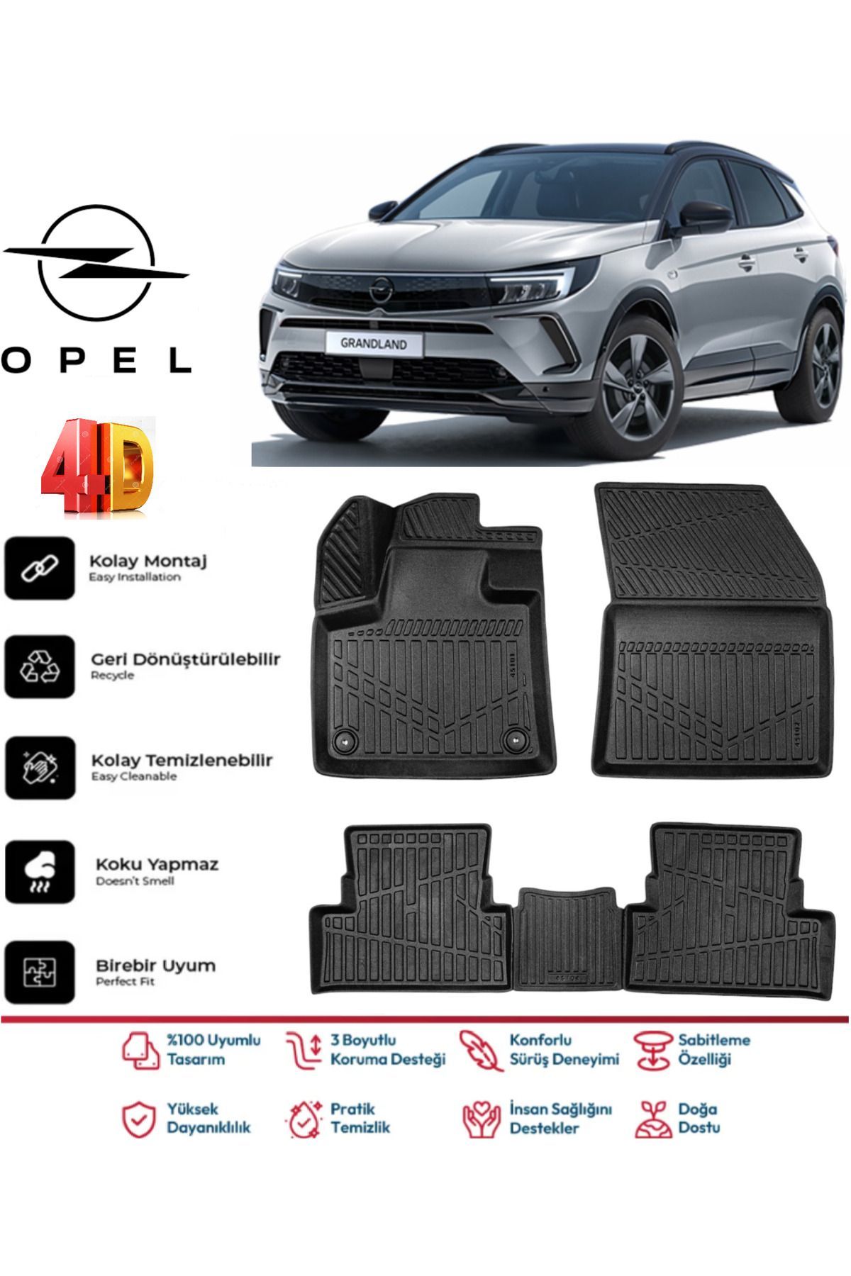 Opel Grandland 2017 Model 4D Havuzlu Paspas