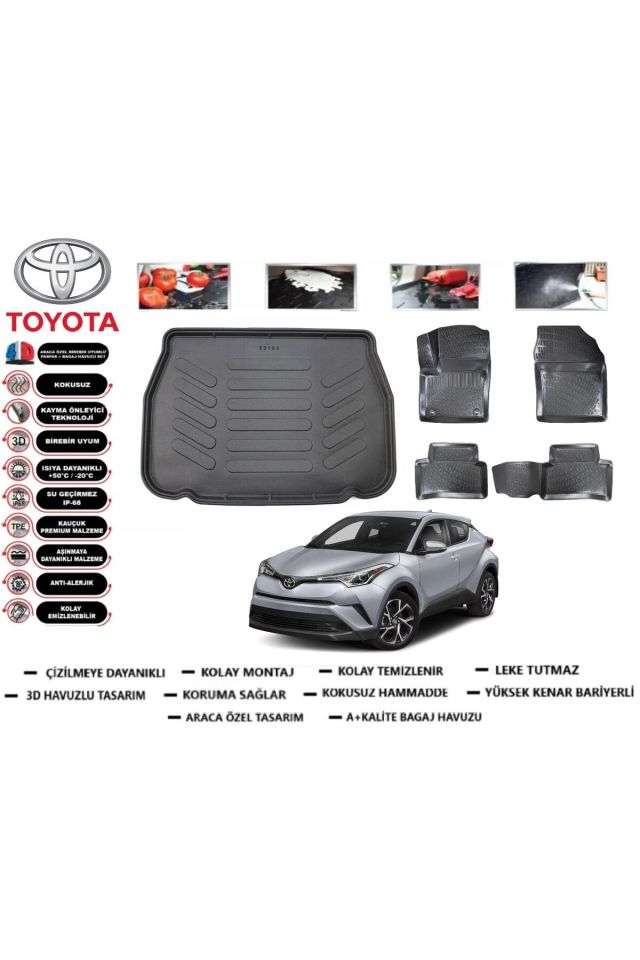Toyota C-HR 2016 Model Bagaj Havuzu Araca Özel Paspas Takımı Prrox