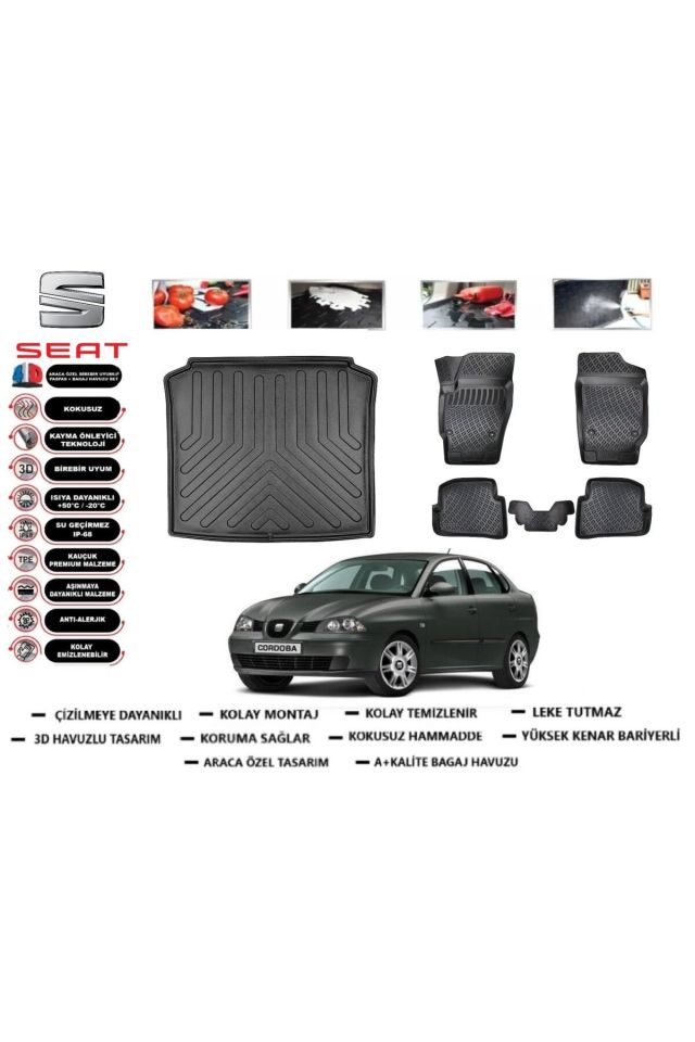 Seat Cordoba 2006 Model Bagaj Havuzu Araca Özel Paspas Takımı Prrox