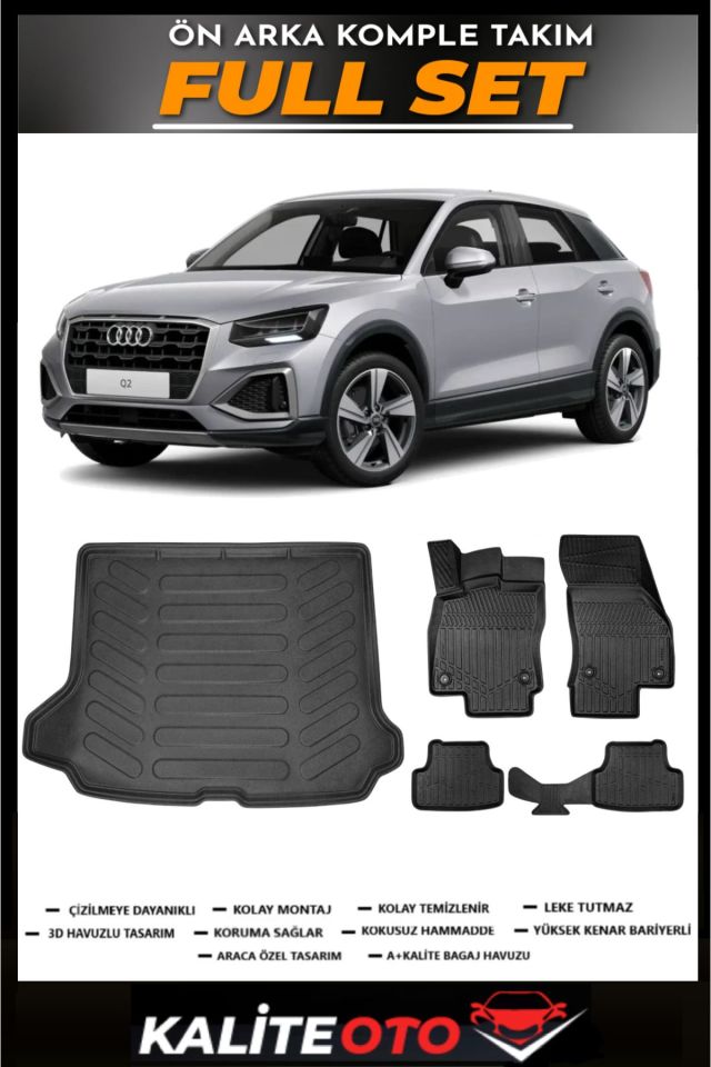 Audi Q2 Bagaj Havuzu+4.5D Havuzlu Paspas Seti 2021 Model