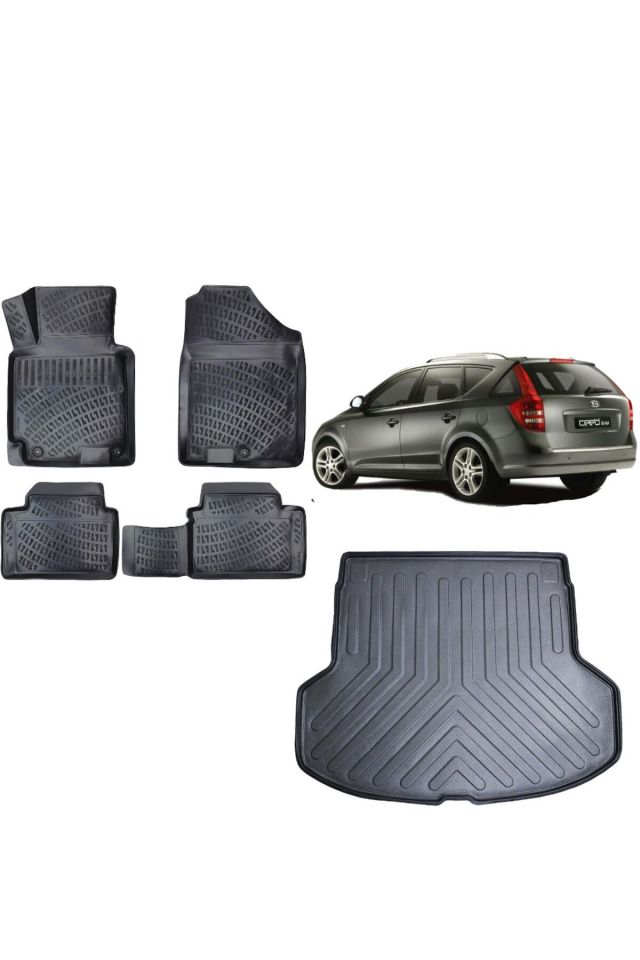 Kia Ceed 2011 Model Station Vagon 3D Bagaj Havuzu+3D Havuzlu Araca Özel Paspas Takımı