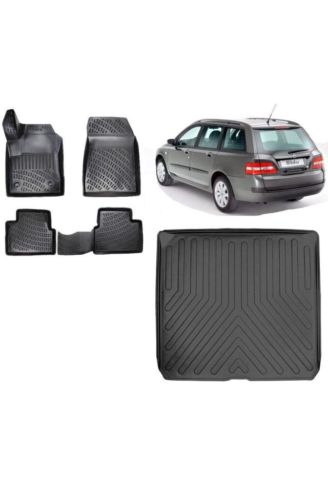 Fiat Stilo SW 2004 Model 3D Bagaj Havuzu+3D Havuzlu Araca Özel Paspas Takımı