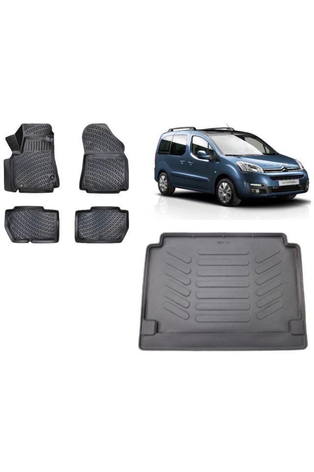 Citroen Berlingo 2016 Model 3D Bagaj Havuzu+3D Havuzlu Araca Özel Paspas Takımı