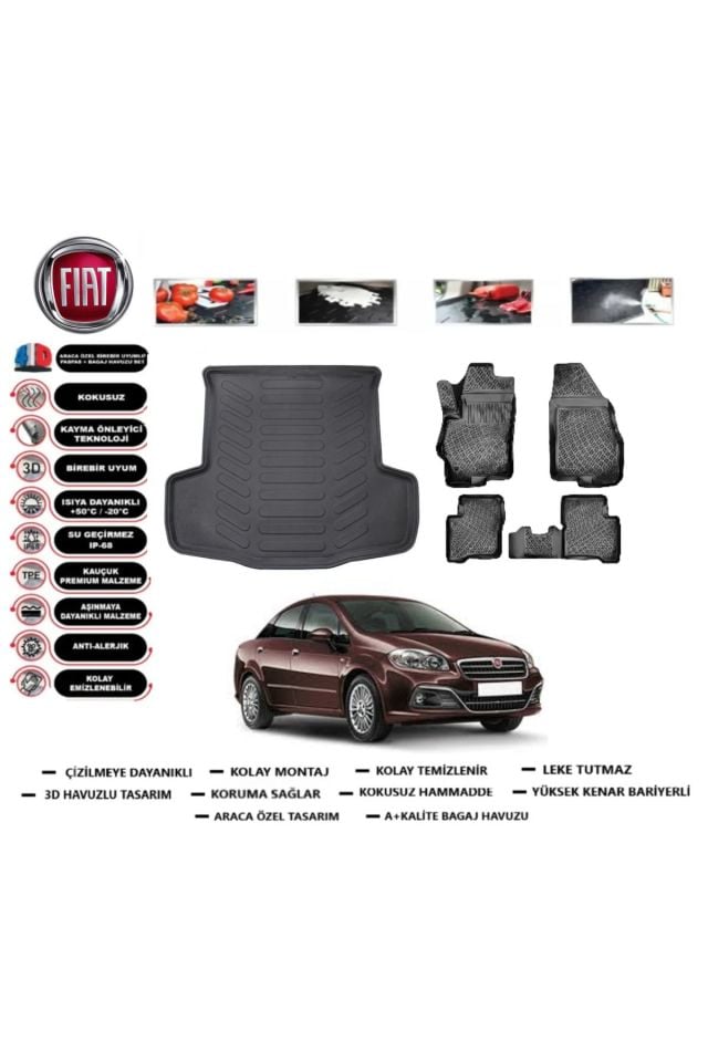 Fiat Linea 2011 Model Bagaj Havuzu Araca Özel Paspas Takımı Prrox