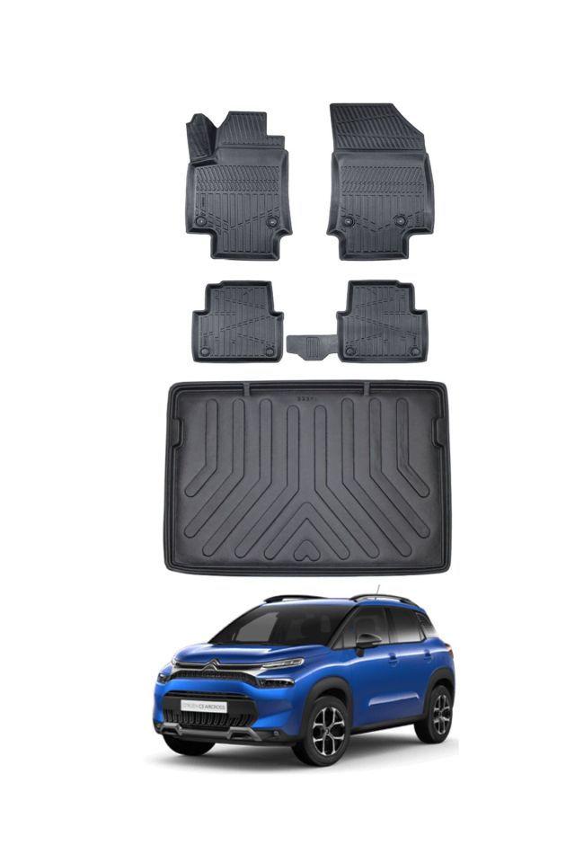 Citroen C3 Aircross 2025 Model Üst Kademe Bagaj Havuzu Araca Özel Siyah Kauçuk Paspas Takımı