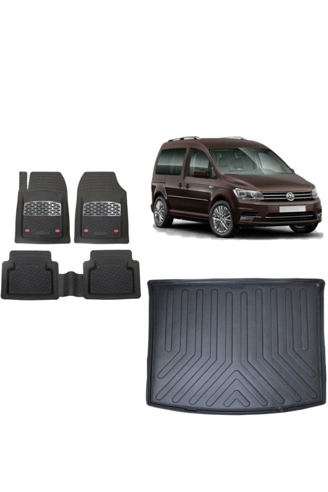 Volkswagen Caddy 2018 Model 3D Bagaj Havuzu+3D Havuzlu Safir Gri Kromlu Paspas