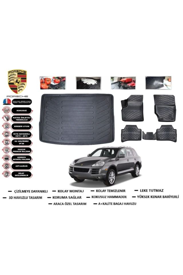 Porsche Cayenne 2010 Model Bagaj Havuzu Araca Özel Paspas Takımı Prrox