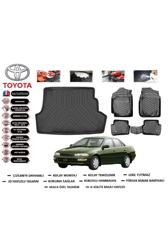 Toyota Corona 1992 Model Bagaj Havuzu Araca Özel Paspas Takımı Prrox