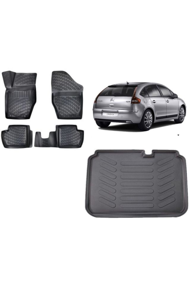 Citroen C4 2010 Model 3D Bagaj Havuzu+3D Havuzlu Araca Özel Paspas Takımı