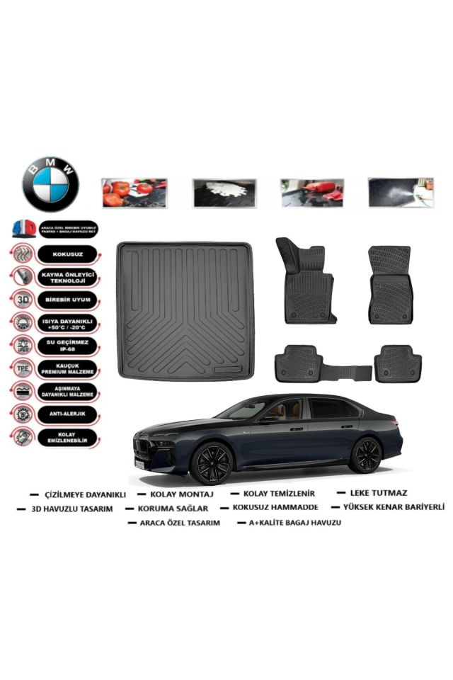 Bmw i5 M60 2024 Model Bagaj Havuzu Araca Özel Paspas Takımı Prrox