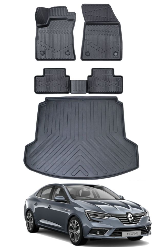 Renault Megane 4 2024 Model Çift Kulak Bagaj Havuzu Araca Özel Siyah Paspas Takımı