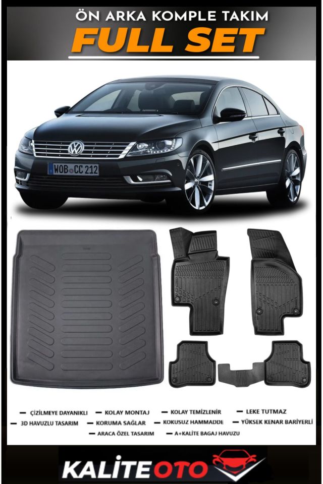 Volkswagen Passat CC Bagaj Havuzu+4.5D Havuzlu Paspas Seti 2011 Model