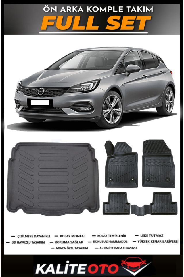 Opel Astra J Hatchback Bagaj Havuzu+4.5D Havuzlu Paspas Seti 2013 Model