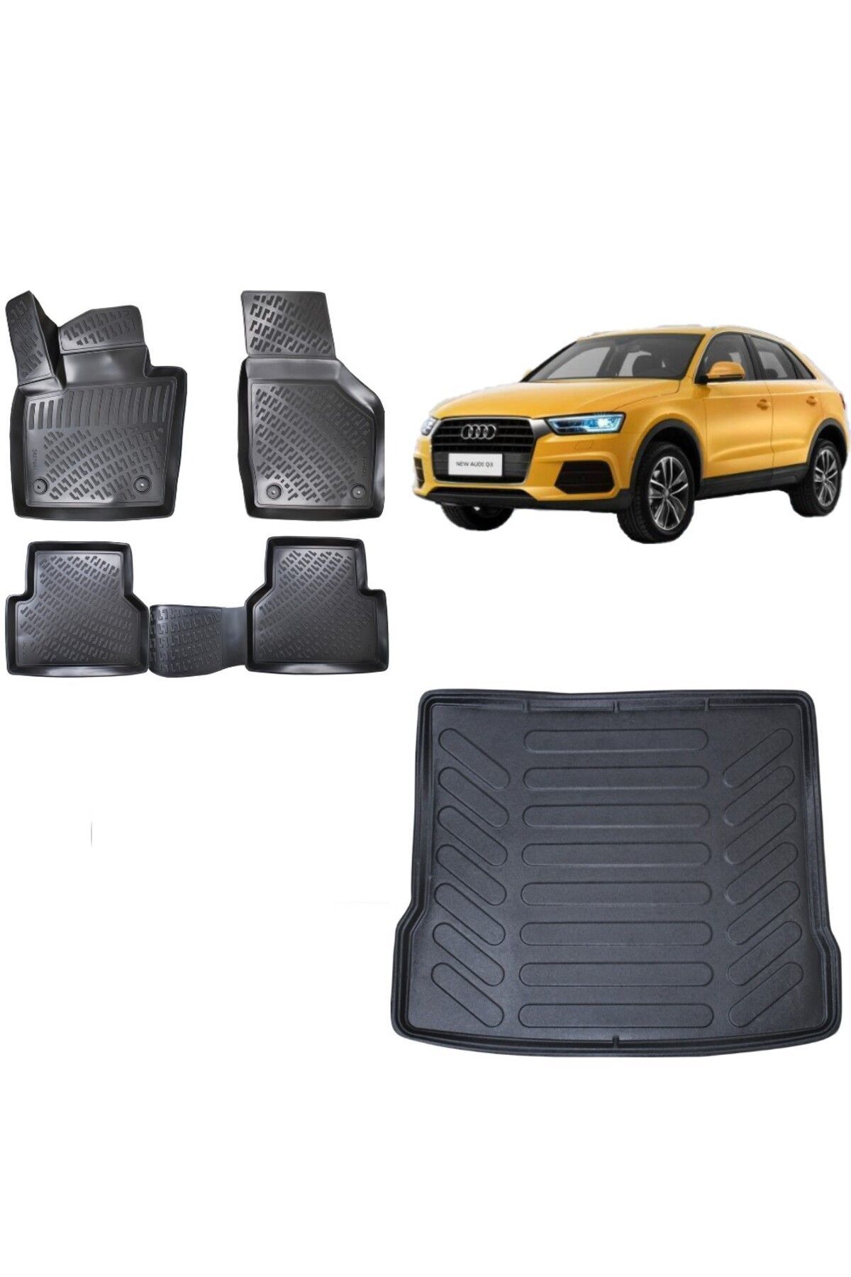 Audi Q3 2014 Model 3D Bagaj Havuzu+3D Havuzlu Araca Özel Paspas Takımı