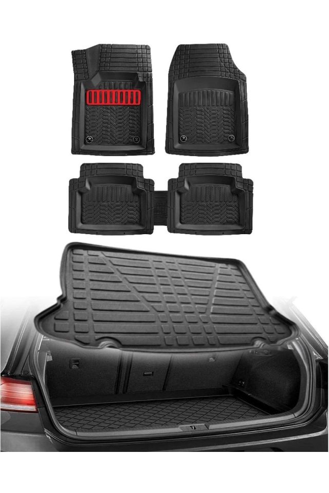 Suzuki Vitara 2015 Sonrası Üst 3d Bagaj Havuzu+3d Maximum Siyah Havuzlu Paspas Kırmızı Kromajlı