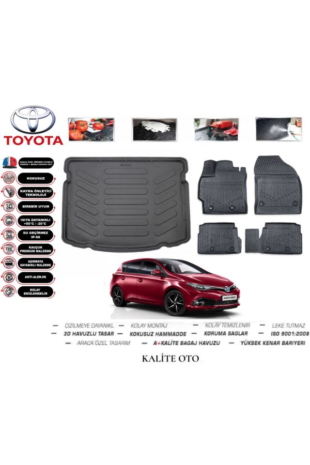 Toyota Auris 2020 Model 3D Bagaj Havuzu+4D Havuzlu Paspas Seti