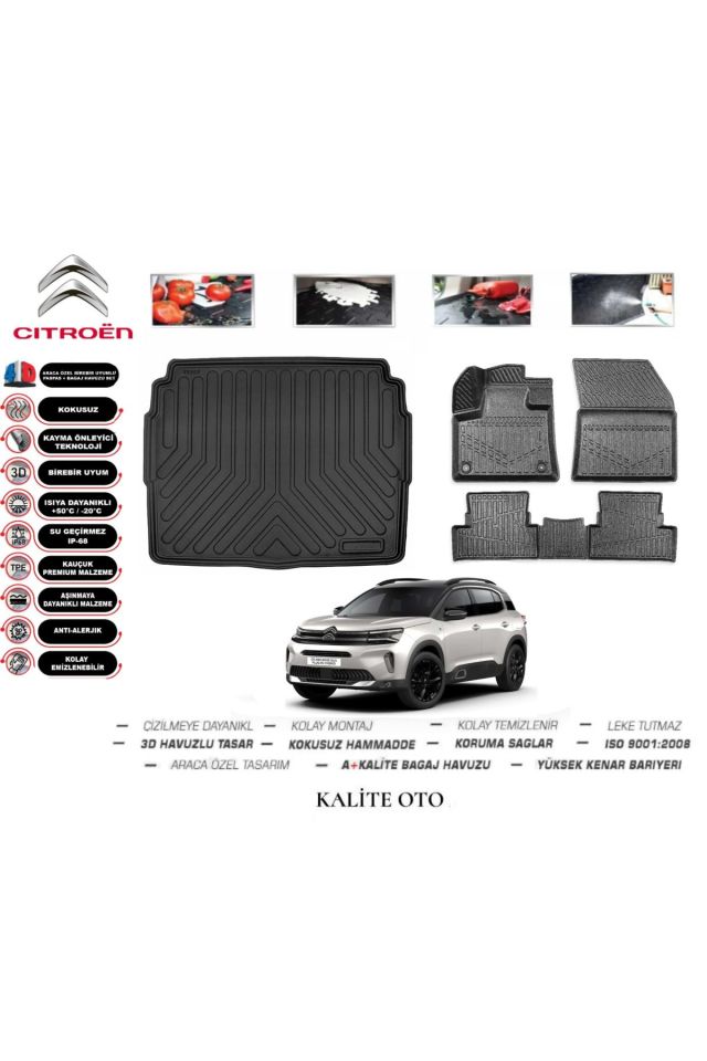 Citroen C5 Aircross 2017 Model 3D Bagaj Havuzu+4D Havuzlu Paspas Setii