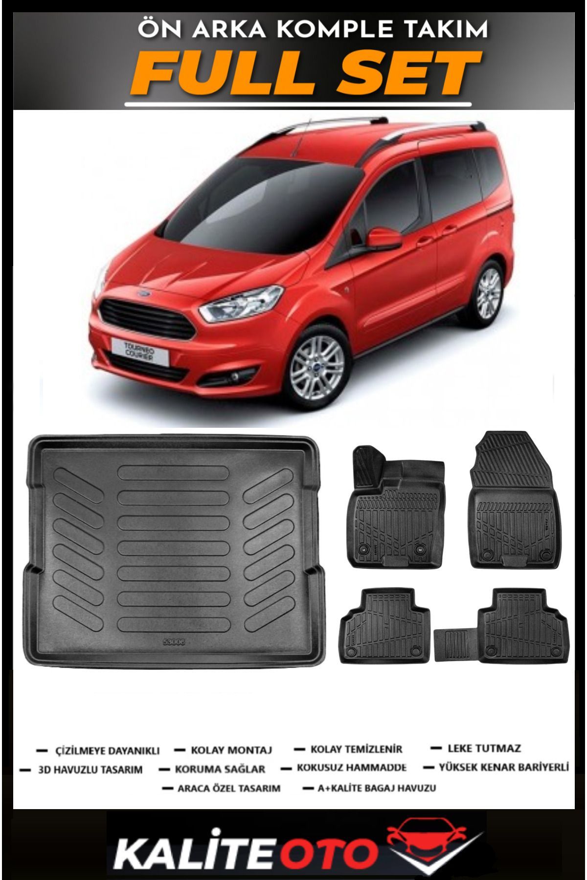 Ford Courier Bagaj Havuzu+4.5D Havuzlu Paspas Seti 2018 Model