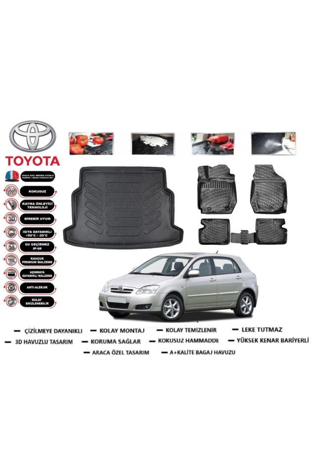 Toyota Corolla C HB 2001 Model Bagaj Havuzu Araca Özel Paspas Takımı Prrox