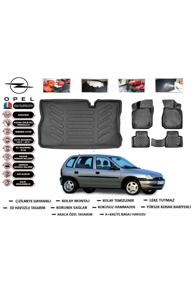 Opel Corsa B 1995 Model Bagaj Havuzu Araca Özel Paspas Takımı Prrox