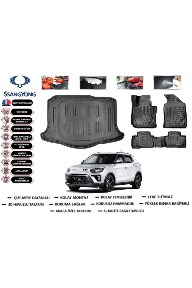 Ssangyong Tivoli 2018 Model Bagaj Havuzu Araca Özel Paspas Takımı Prrox