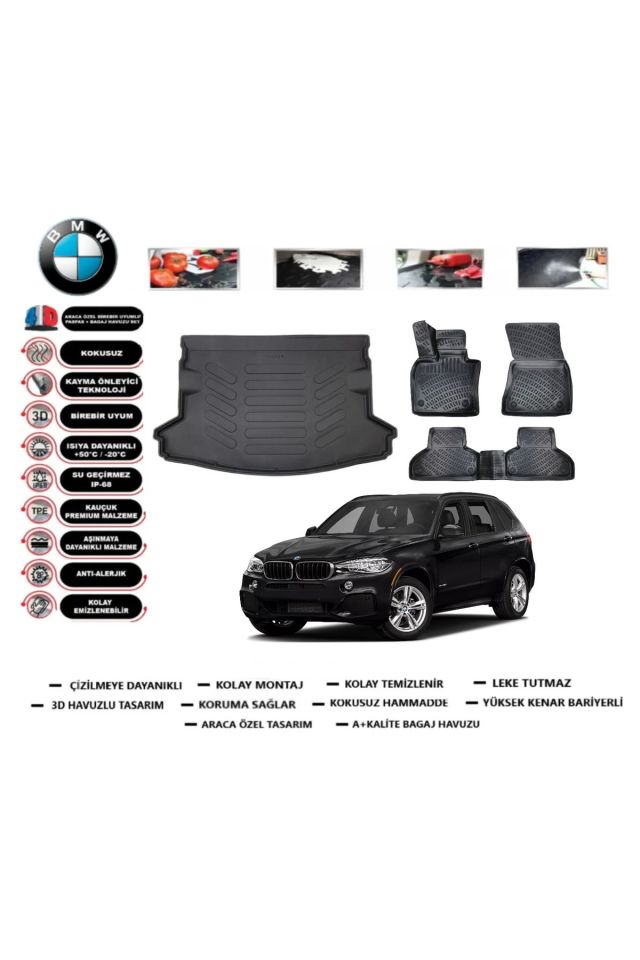 Bmw X5 2013 Model Bagaj Havuzu Araca Özel Paspas Takımı Prrox