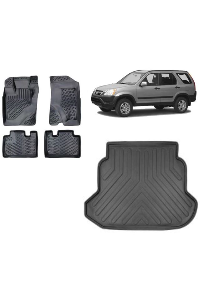 Honda CRV 2002 Model 3D Bagaj Havuzu+3D Havuzlu Araca Özel Paspas Takımı