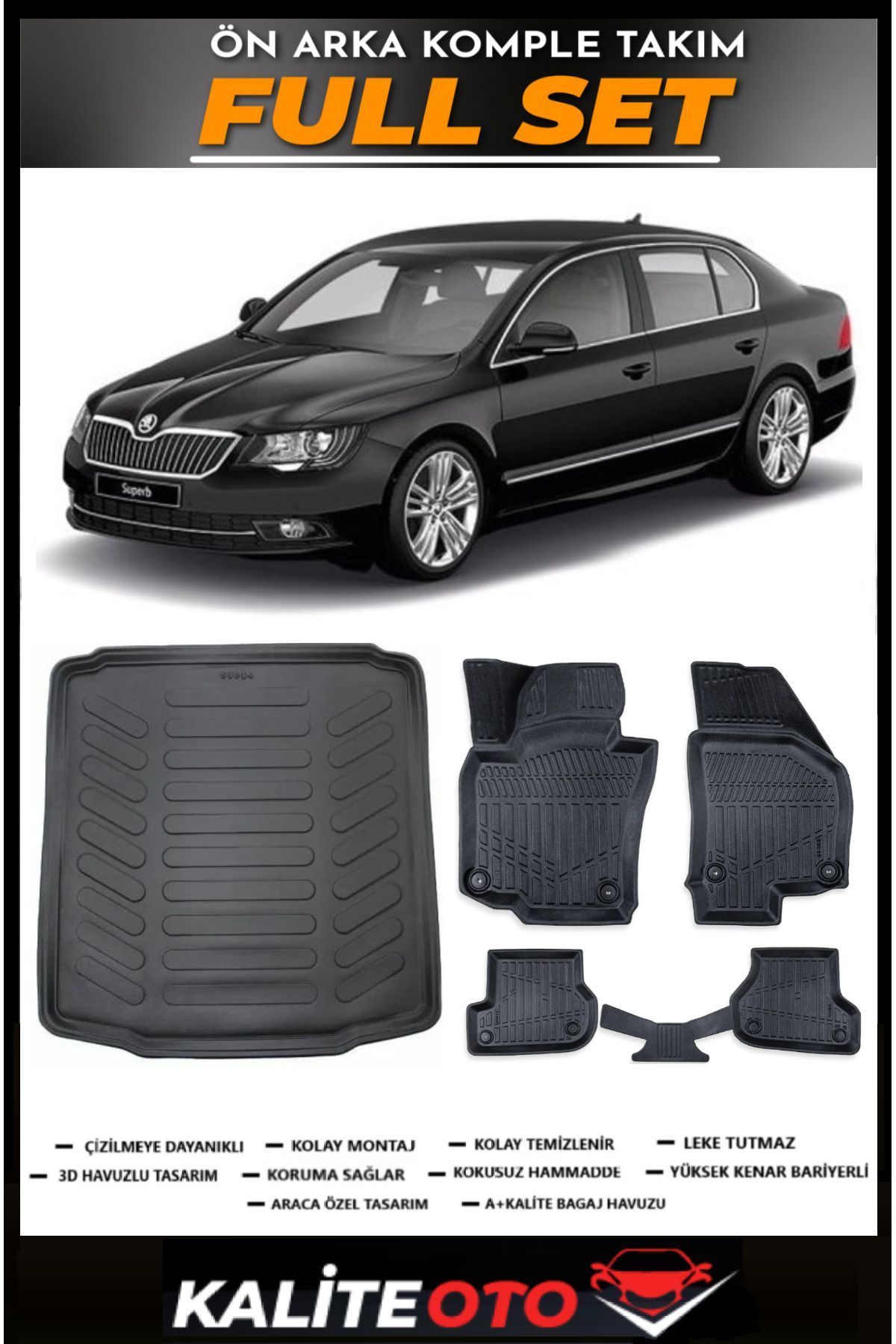 Skoda Superb Bagaj Havuzu+4.5D Havuzlu Paspas Seti 2012 Model