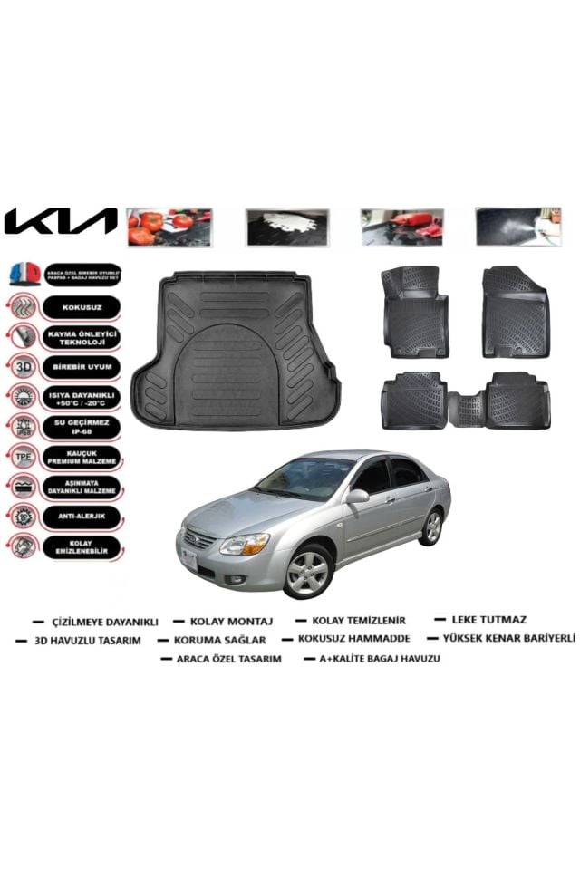 Kia Cerato 2005 Model Bagaj Havuzu Araca Özel Paspas Takımı Prrox