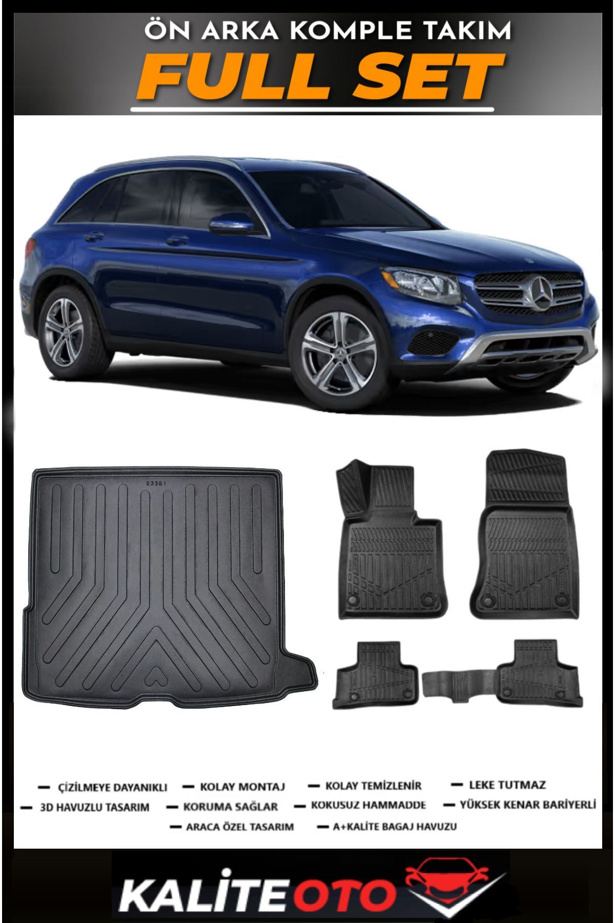 Mercedes Glc Suv Bagaj Havuzu+4.5D Havuzlu Paspas Seti 2020 Model