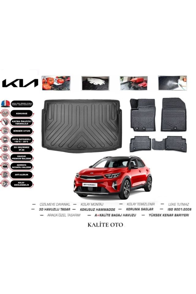 Kia Stonic 2018 Model 3D Bagaj Havuzu+4D Havuzlu Paspas Seti