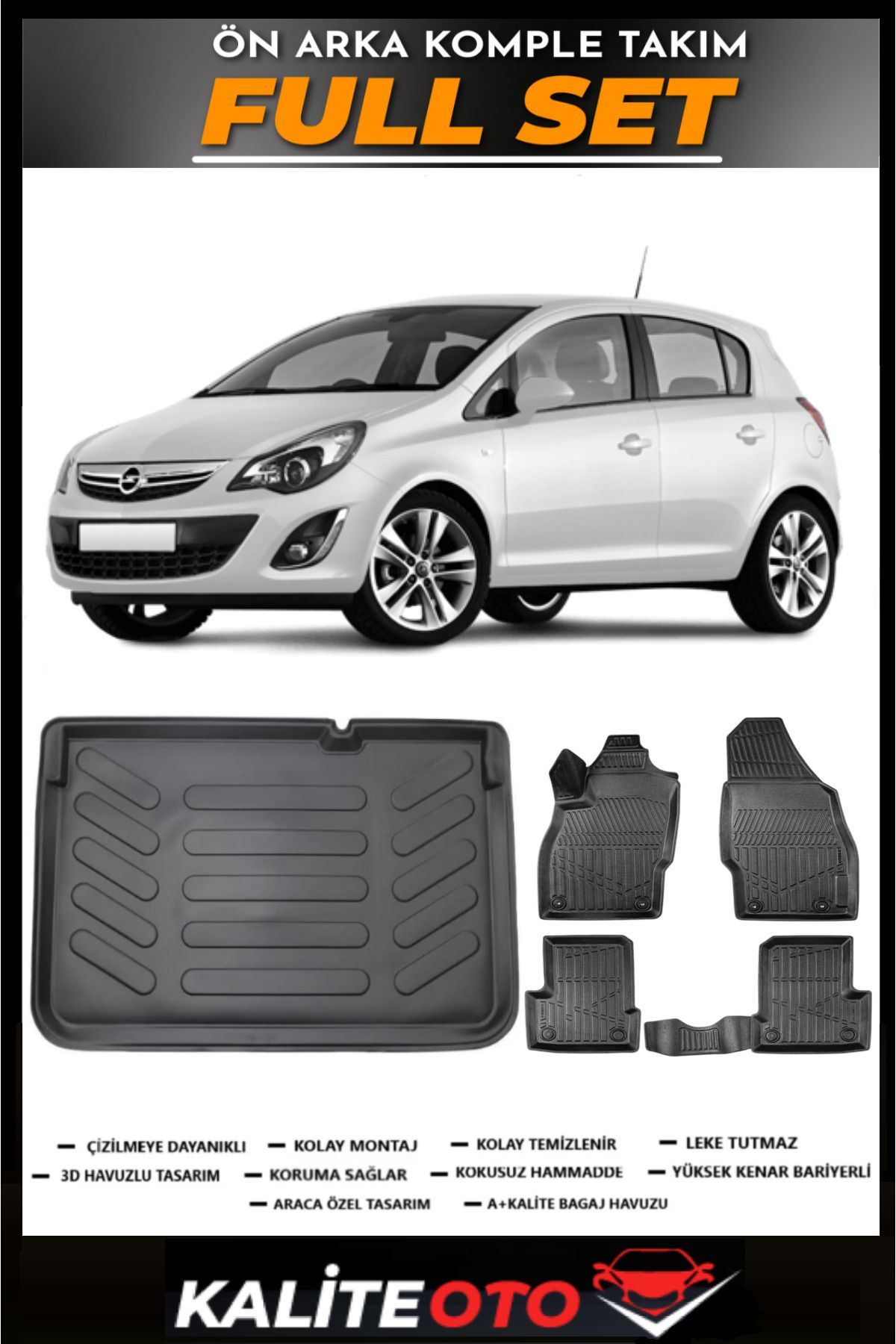 Opel Corsa D Bagaj Havuzu+4.5D Havuzlu Paspas Seti 2009 Model
