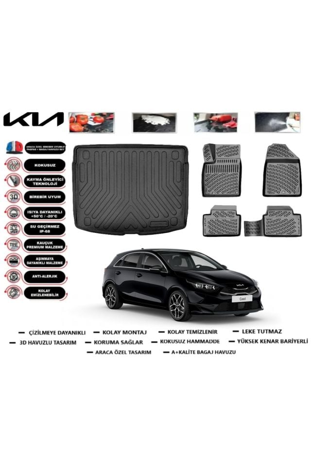 Kia Ceed HB Hibrit 2025 Model Bagaj Havuzu Araca Özel Paspas Takımı Prrox