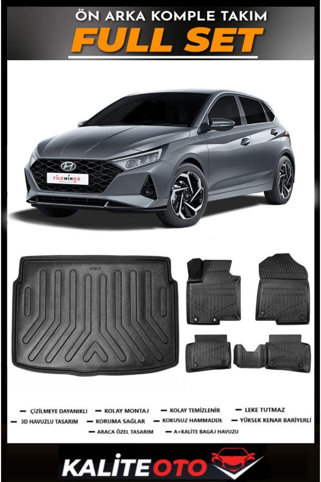 Hyundai İ20 Bagaj Havuzu+4.5D Havuzlu Paspas Seti 2025 Model