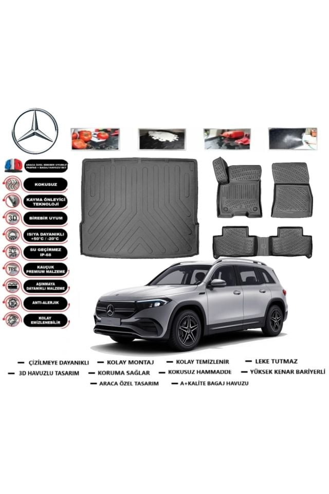 Mercedes EQB  2025 Model Bagaj Havuzu Araca Özel Paspas Takımı Prrox