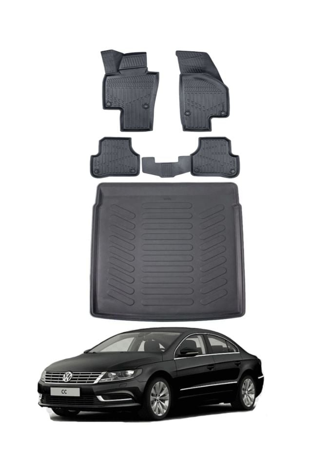 Volkswagen Passat CC 2014 Model Bagaj Havuzu Araca Özel Siyah Paspas Takımı