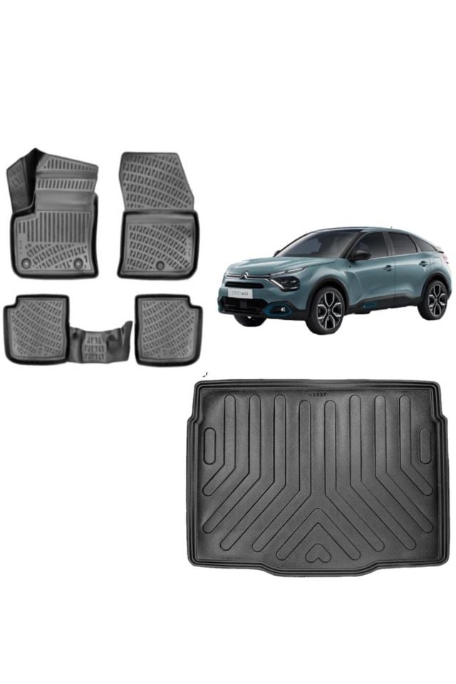 Citroen C4 Elektrikli Alt 2020 Model 3D Bagaj Havuzu+3D Havuzlu Araca Özel Paspas Takımı