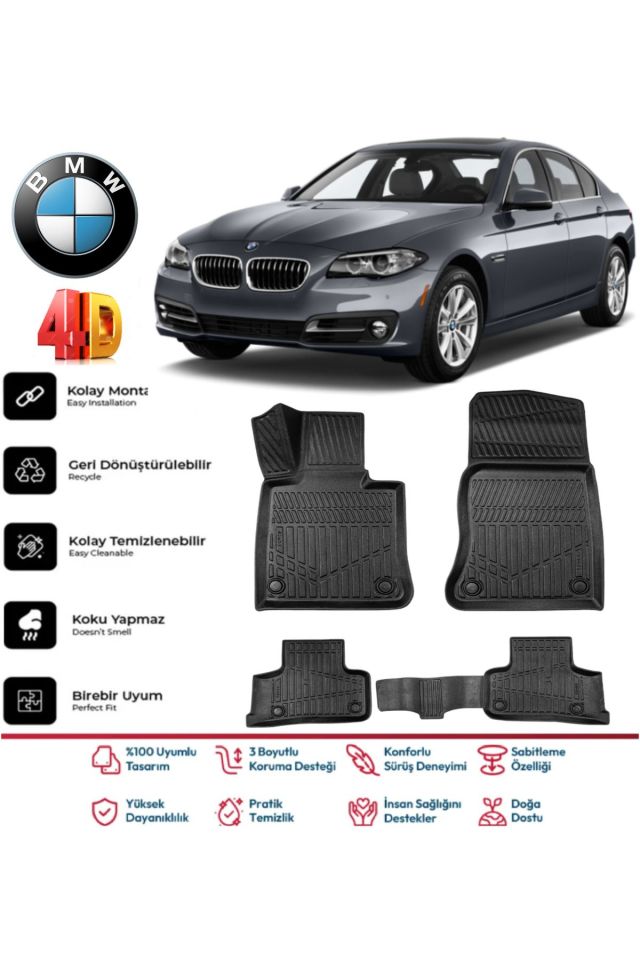 Bmw 5 Serisi F10 2013-2016 4.5D Plus Havuzlu Siyah Paspas Takımı Yumuşak