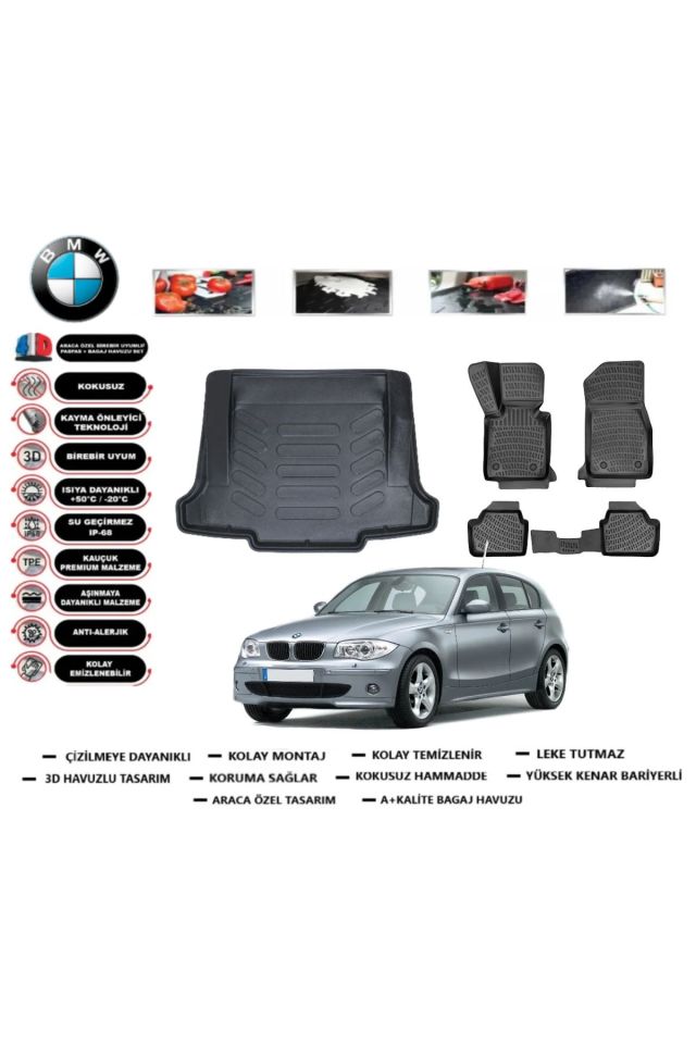 Bmw 1 serisi E87 2009 Model Bagaj Havuzu Araca Özel Paspas Takımı Prrox