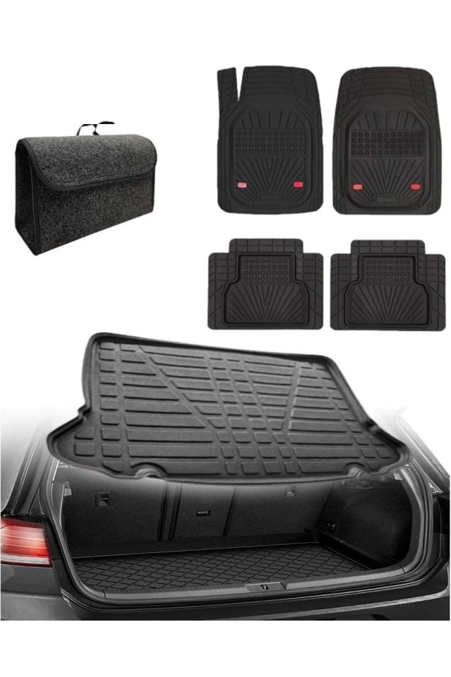 Opel Corsa D 2007-2014 Uyumlu Kokusuz 3d Bagaj Havuzu+3d Venüs Siyah Havuzlu Paspas