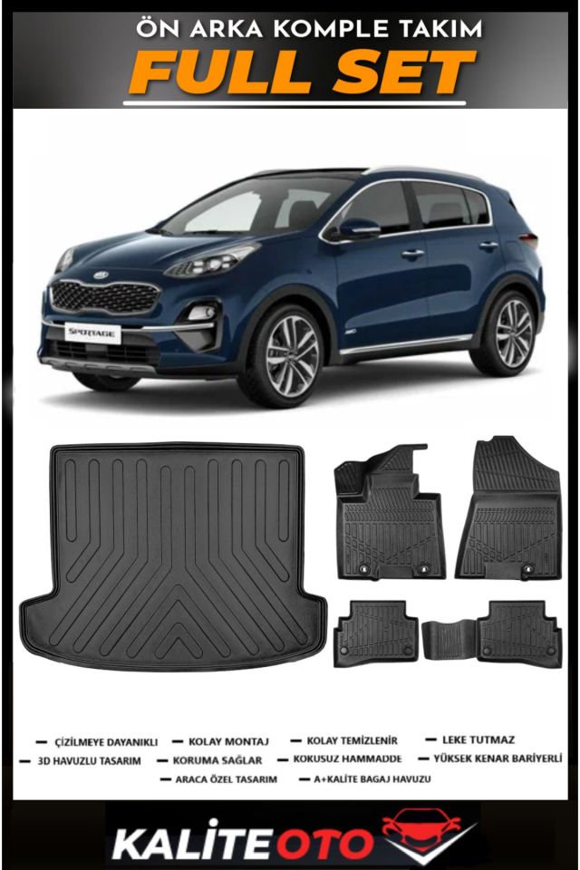 Kia Sportage Bagaj Havuzu+4.5D Havuzlu Paspas Seti 2021 Model