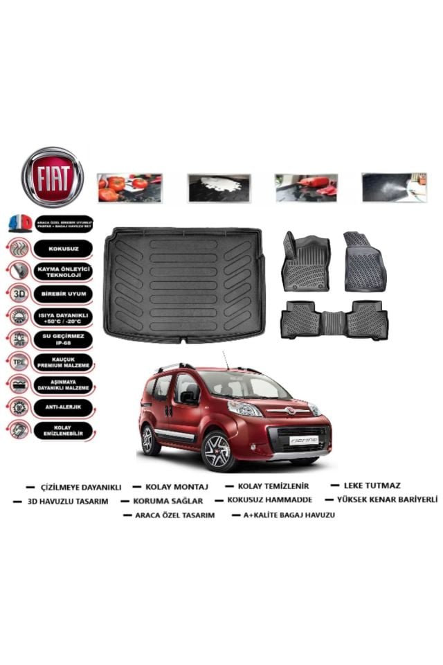 Fiat Fiorino 2012 Model Plastik Zemin Bagaj Havuzu Araca Özel Paspas Takımı Prrox