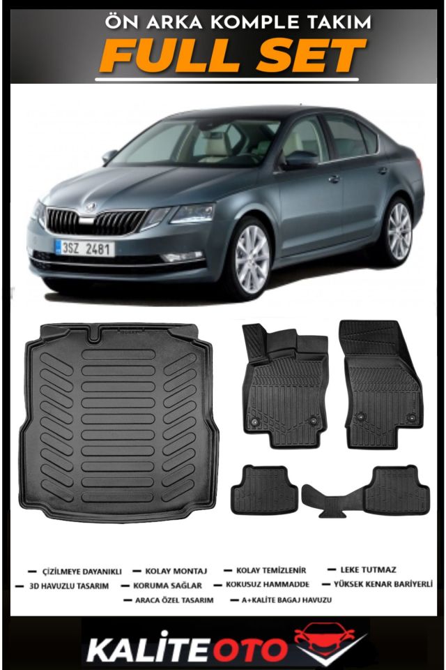 Skoda Octavia Bagaj Havuzu+4.5D Havuzlu Paspas Seti 2017 Model