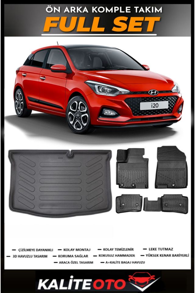 Hyundai İ20 Bagaj Havuzu+4.5D Havuzlu Paspas Seti 2016 Model